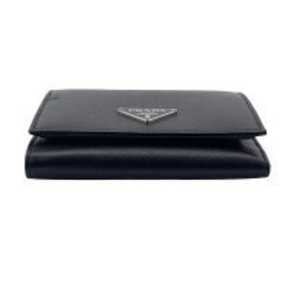 Prada Saffiano Triangle Logo Trifold Wallet Black Kj View 4